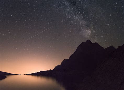 Free Images Silhouette Mountain Sky Night Star Milky Way Lake