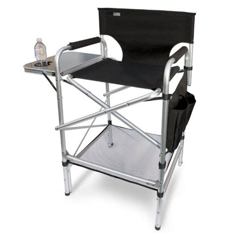 The tall director's chair is available with a silver or black anodized aluminum frame, complete with footrest. Best Folding Directors Chair with Side Table Reviews
