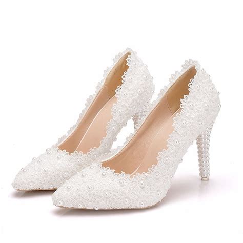 Elegant Basic Shoes Girls White Thin Crystal High Heel Wedding Party