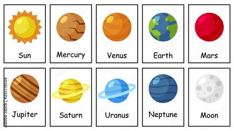 Solar System Cards For Learning Planets Educational Game For Kids