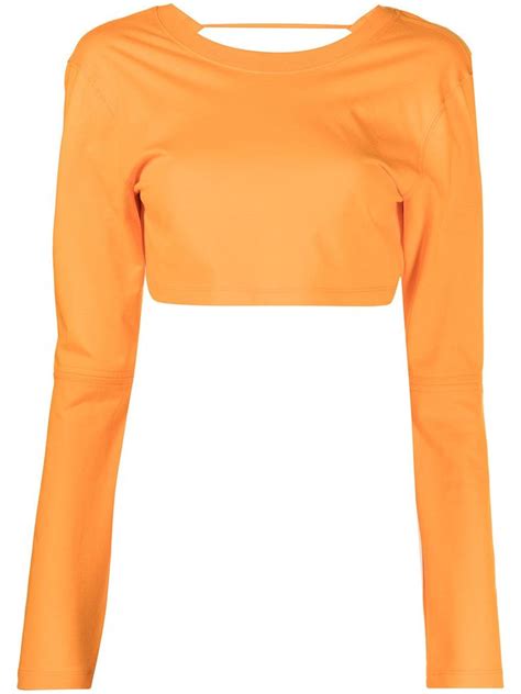 Jacquemus Cropped Long Sleeved Top Orange