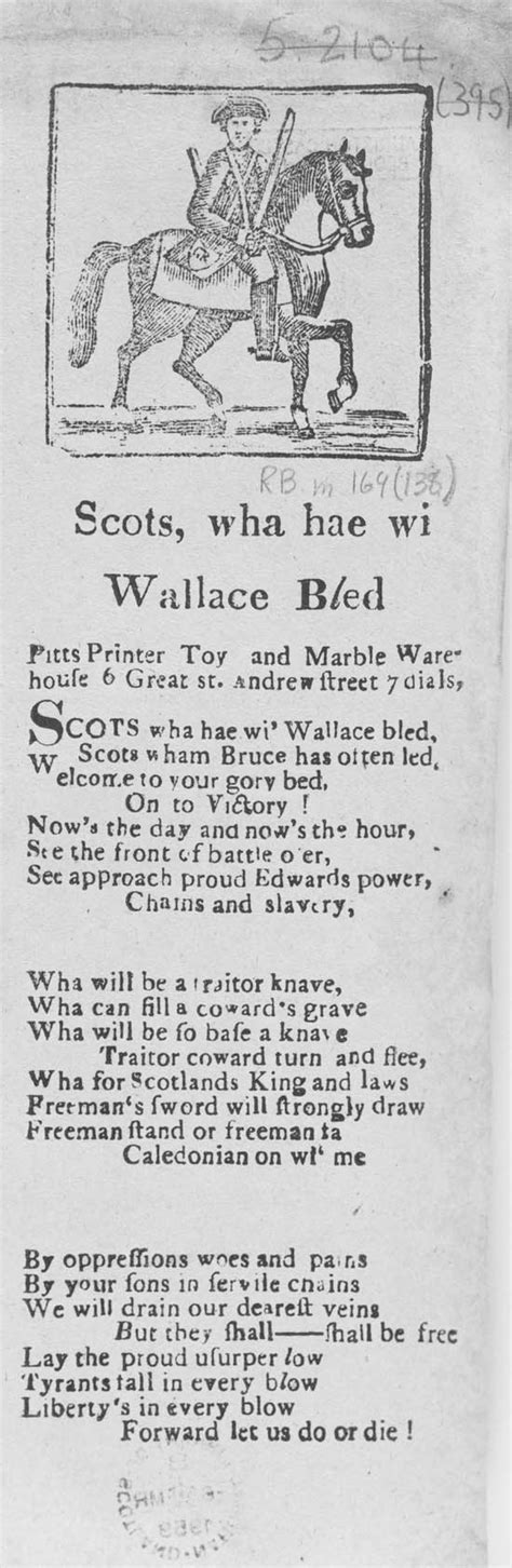 Broadside Ballad Entitled Scots Wha Hae Wi Wallace Bled
