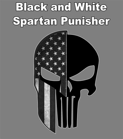 Cbcdecals Black And White American Flag Spartan Helmet Punisher Skull