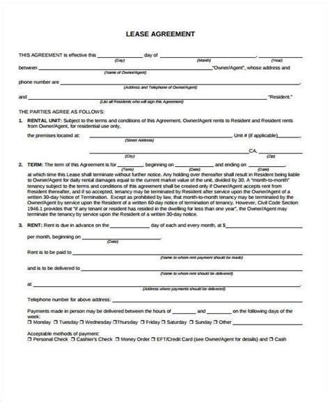 A lease agreement, also called a rental agreement, is a legal contract made between someone who owns and/or manages a property such as an apartment or house, and the person or people who rent it. FREE 8+ Sample Rent Lease Agreements in PDF | MS Word