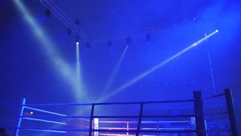 Boxing Ring Lights Projectors Before Fight Stock Footage Video 100