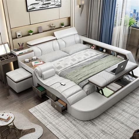 A Multifunctional Modern Minimalist Smart Bed Frame For Compact Luxury Living In Bed