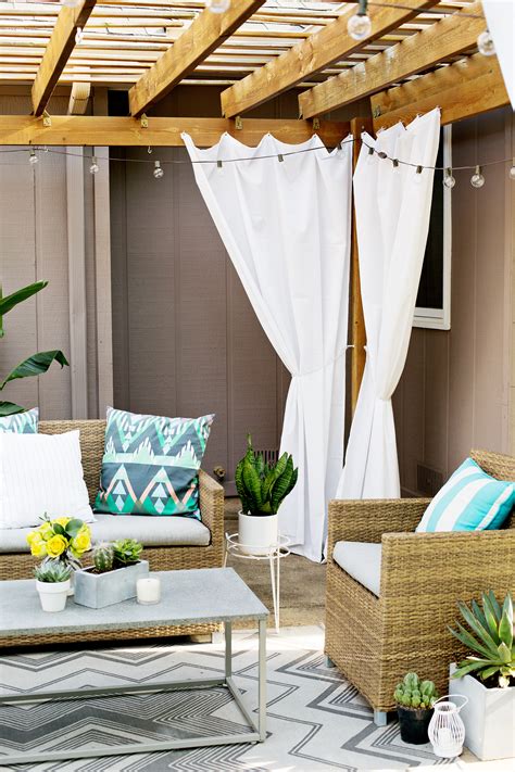 Ranging from 160 to 335 square feet and include some of your favorite outdoor accessories, our diy patio designs will redefine si. Make Your Own Outdoor Pergola Curtains! - A Beautiful Mess