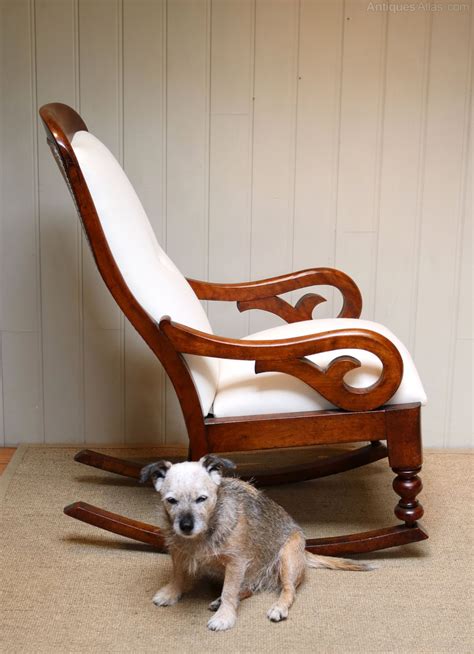Victorian Mahogany Upholstered Rocking Chair Antiques Atlas