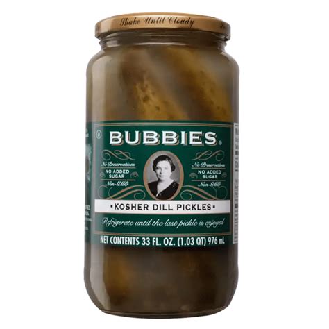 Bubbies Kosher Dill Pickles 1l Lifestyle Markets