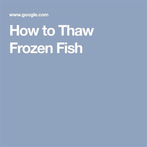 Stop Waiting For Your Fish To Thaw Already Frozen Fish Fillets Fish