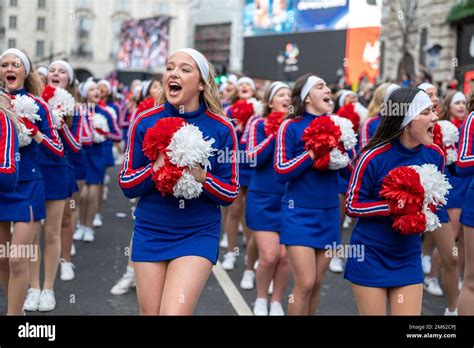 London Uk 01st Jan 2023 Cheerleaders Take Part During The London New Years Day Parade The