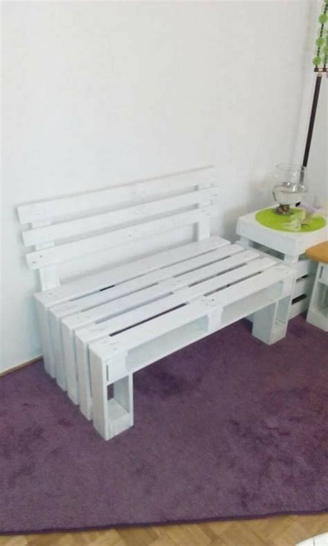 White Painted Wood Pallet Bench Pallet Furniture Outdoor Pallet Home