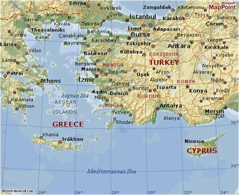 Map Of Cyprus And Greece Cities And Towns Map
