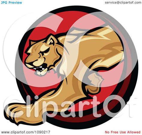 Clipart Prowling Cougar Mascot Circle Royalty Free Vector