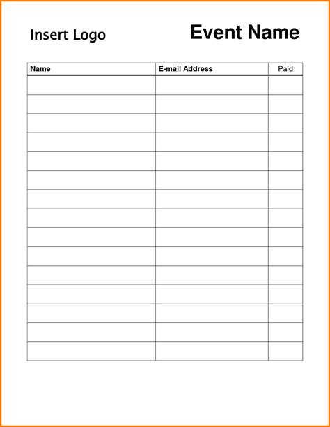 Printable Sign Up Sheet Template Customize And Print