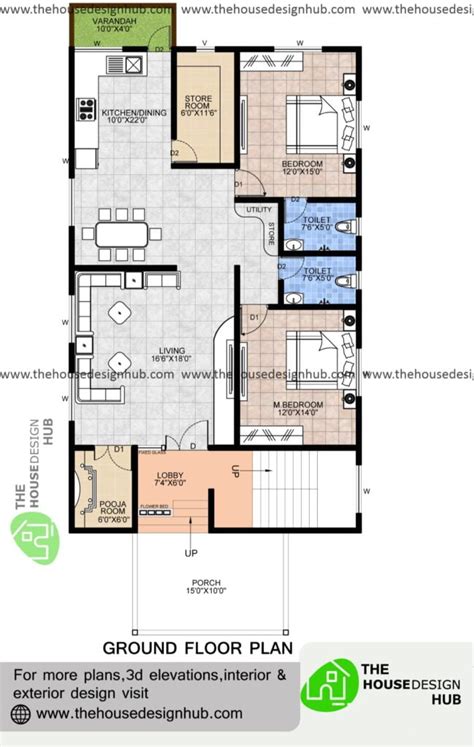 30 X 54 Ft 2 Bhk Home Plan In 1550 Sq Ft The House Design Hub