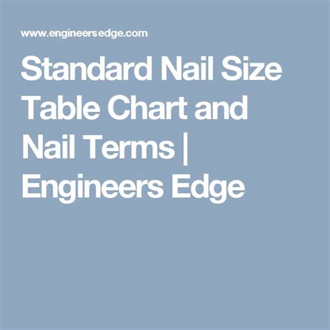 Standard Nail Size Table Chart And Nail Terms Engineers Edge Nail
