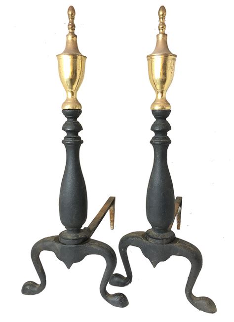 Historic Houseparts Inc Pair Of Iron And Brass Federal Style