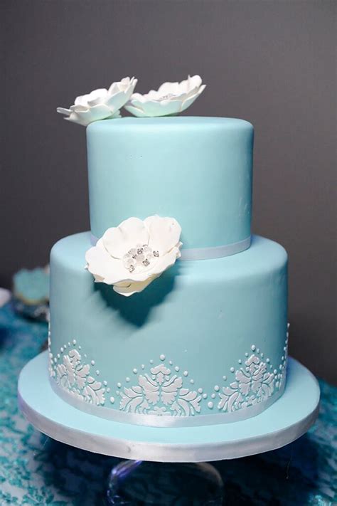 Turquoise Two Tier Wedding Cake