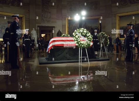 The Casket Of Former Us President Gerald R Ford Lays In State In The