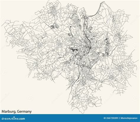 Street Roads Map Of Marburg Germany Stock Vector Illustration Of