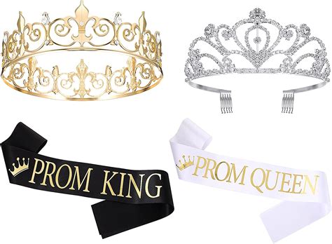 Prom King And Prom Queen 80s Prom Decor Crowns Tiara Sash