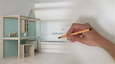 Architect Interior Designer Concept Hand Drawing A Design Interior