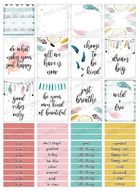 Boho Quotes Printable Weekly Planner Stickers Printable Etsy In 2020