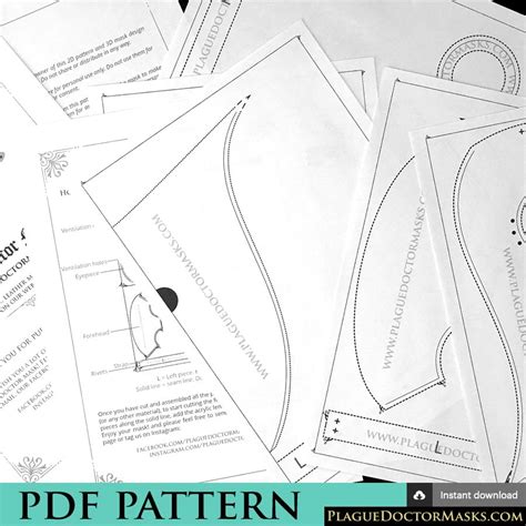 Meant for hobby and personal use only. DIY Plague Doctor Mask Pattern Template with Instructions ...