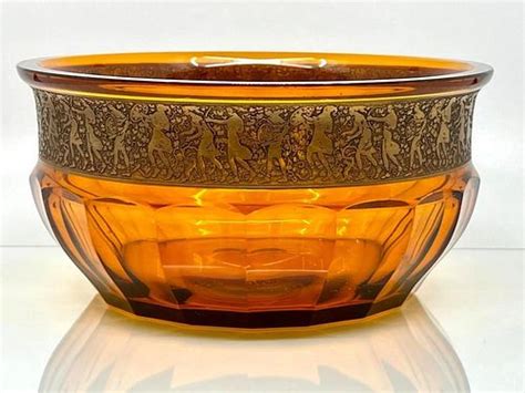 Moser Amber Bowl With Acid Etched Decoration Sold At Auction On 30th July Bidsquare