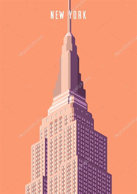 Vector Illustration Poster Empire State Building High Rise Building