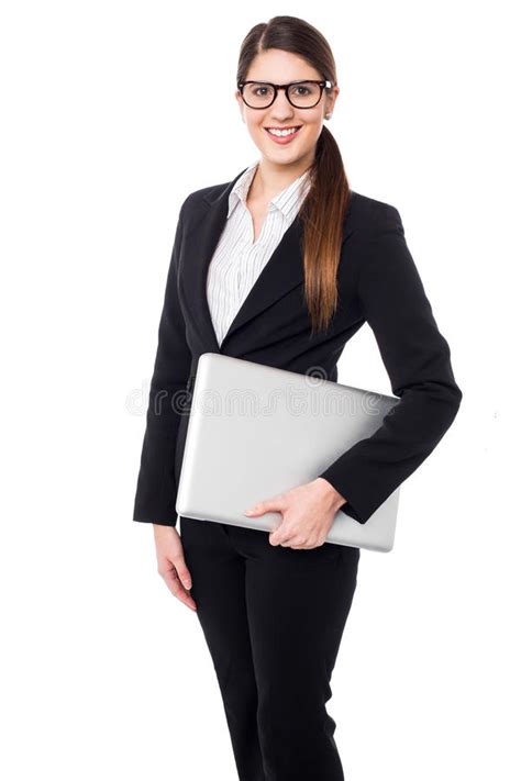 Confident Female Manager Holding Laptop Stock Images Image 31555614