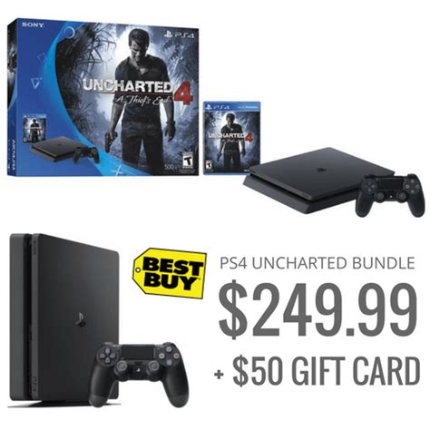 Enjoy downloadable games, movies, & playstation plus subscriptions with psn gift card. PlayStation 4 Console Uncharted 4 Bundle $249.99 + $50 Gift Card!