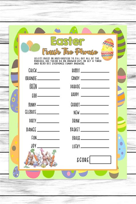 Easter Finish The Phrase Party Game Printable Or Virtual Easter Word