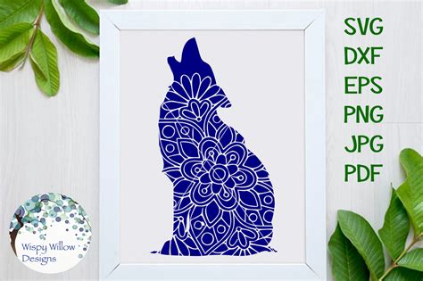 Download Howling Wolf Floral Mandala SVG/DXF/EPS/PNG/JPG/PDF By Wispy Willow Designs | TheHungryJPEG.com