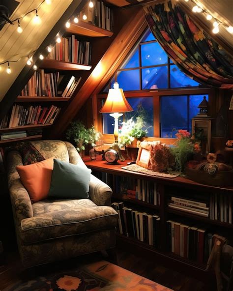 Premium Photo A Cozy Reading Nook With Comfortable Chairs And