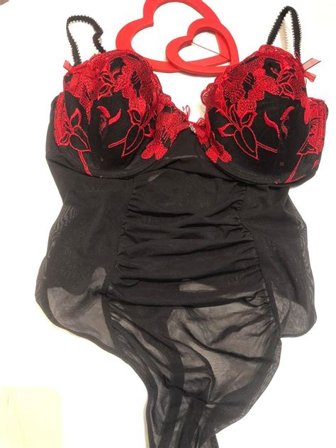 By Caprice Body Suit Blackred Etc Lingerie