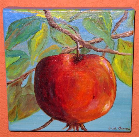 Original Acrylic Pomegranate Painting Etsy