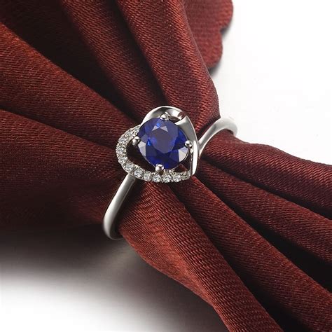 Exquisite Sapphire And Diamond Heart Ring Cheap Engagement Ring 110