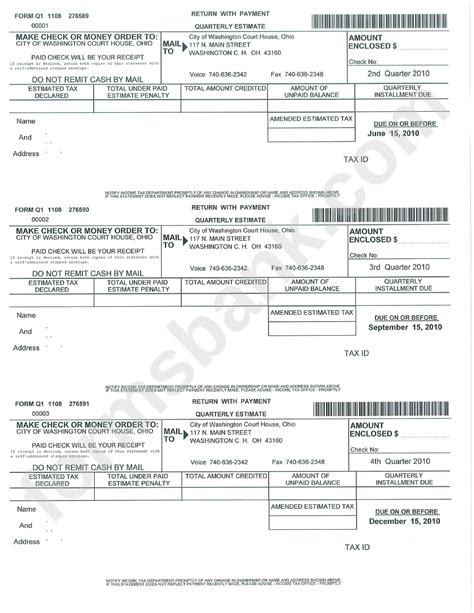 Form Q1 Individual Quarterly Estimate Tax Form Printable Pdf Download