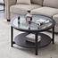 36 Glass Coffee Table With Large Storage Space Modern Solid Round 