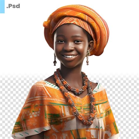 portrait d une belle femme africaine en vêtements traditionnels sur fond blanc modèle psd psd