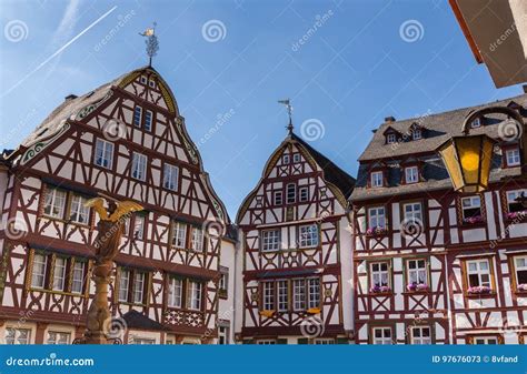 Historic Houses Fronts In Bernkastel Kues On The Mosel Stock Image