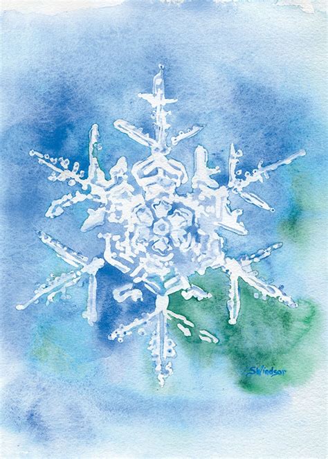 Snowflake Watercolor Painting 5 X 7 Giclee Print Etsy