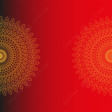 Mandala Art Design On Red Gradient Background Golden Art Mandala