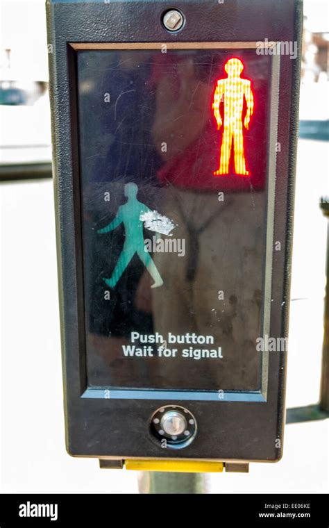 Push Button Pedestrian Crossing Showing Red And Green Man Stock Photo