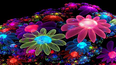 Neon Flowers Cool Wallpaper Wallpaper Free 3d Wallpaper Flower Desktop