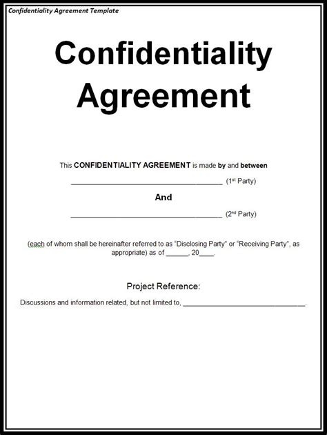 Confidentiality Agreement Sample Free Words Templates