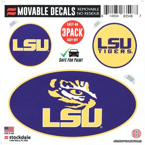 Lsu Tigers Repositionable 3 Pack Decal Set