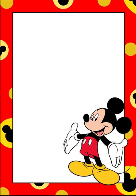 Marcos Invitaciones Tarjetas O Etiquetas De Mickey Mouse Para